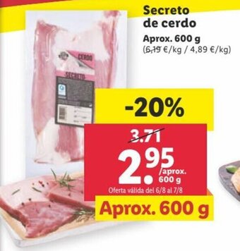 Lidl Secreto de Cerdo oferta
