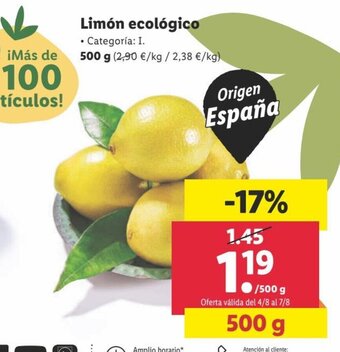 Lidl Limón Ecológico oferta