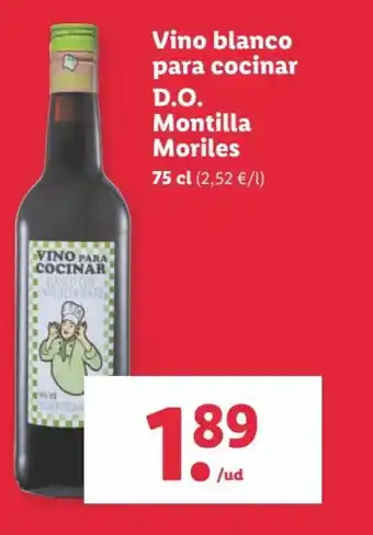 Lidl Vino blanco para cocinar D.O. Montilla moriles oferta