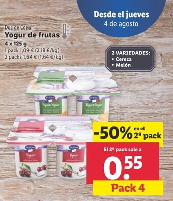 Lidl Yogur de frutas oferta