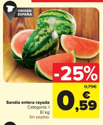 Carrefour Sandía entera rayada oferta