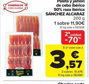Carrefour Paleta y jamón de cebo ibérico 50% raza ibérica sánchez alcaraz oferta