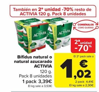 Carrefour Bífidus natural o natural azucarado activia oferta