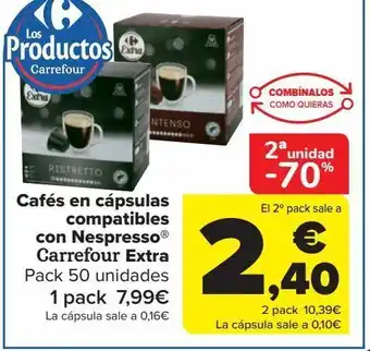 Carrefour Cafés en cápsulas compatibles con nespresso carrefour extra oferta
