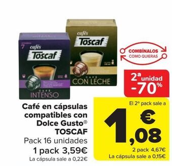 Carrefour Café en cápsulas compatibles con dolce gusto toscaf oferta