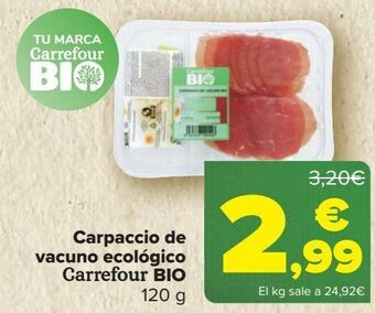 Carrefour Carpaccio de vacuno ecológico carrefour bio oferta