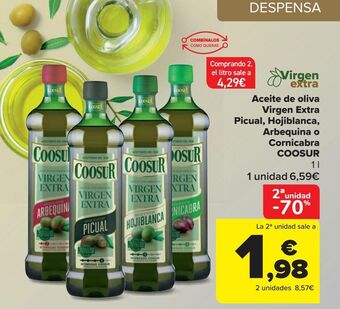 Carrefour Aceite de oliva virgen extra picual, hojiblanca, arbequina o cornicabra coosur oferta