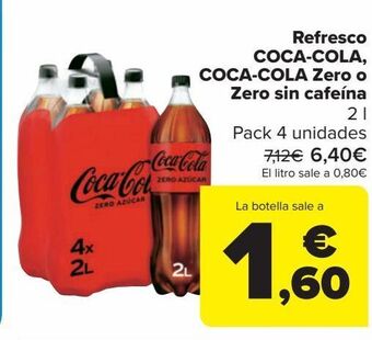 Carrefour Refresco coca- cola, coca-cola zero o zero sin cafeína oferta
