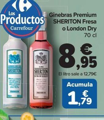 Carrefour Ginebras premium sheriton fresa o london dry oferta