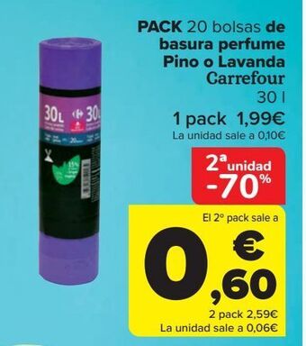 Carrefour Pack 20 bolsas de basura perfume pino o lavanda carrefour oferta