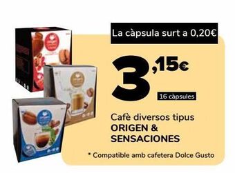 Café varios tipos origen & sensation