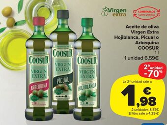 Carrefour Market Aceite de oliva virgen extra hojiblanca, picual o arbequina coosur oferta