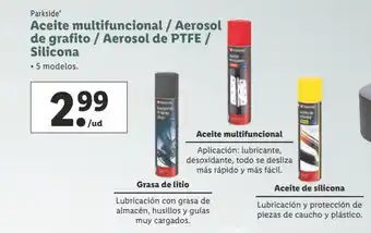 Lidl Aceite Multifuncional / Aerosol De Grafito / Aerosol de PTFE / Silicona oferta