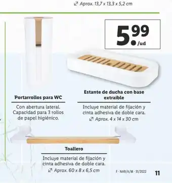 Lidl Estante de ducha con base extraible / portarollos para WC / toallero oferta