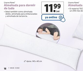 Lidl Almohada para dormir de lado oferta