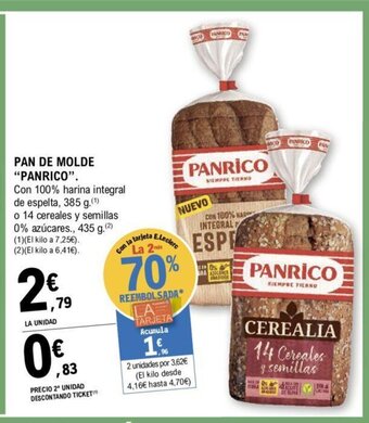 E.Leclerc Pan De Molde "Panrico" oferta