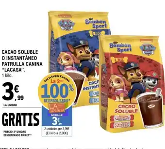 E.Leclerc Cacao Soluble o instantâneo patrulla canina "lacasa" oferta