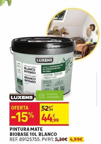 Leroy Merlin Pintura mate biobase 10l blanco oferta