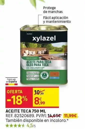 Leroy Merlin Aceite teca750 ml oferta