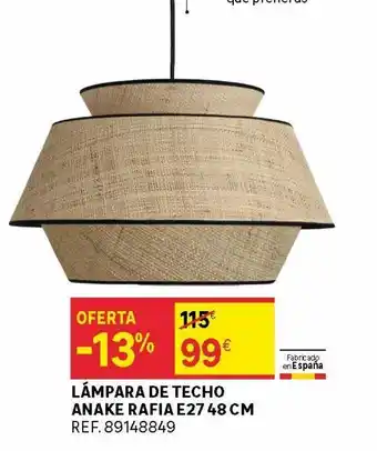 Leroy Merlin Lámpara de techo anake rafia e27 oferta
