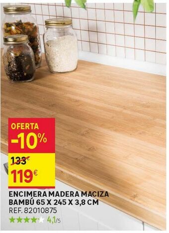 Leroy Merlin Encimera madera maciza bambú 65 x 245 x 3,8 cm oferta