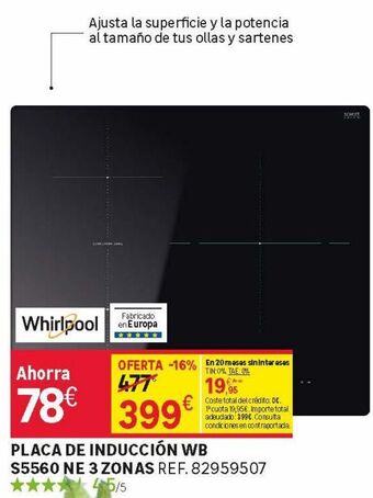 Leroy Merlin Placa de inducción wb s5560 ne 3 zonas oferta