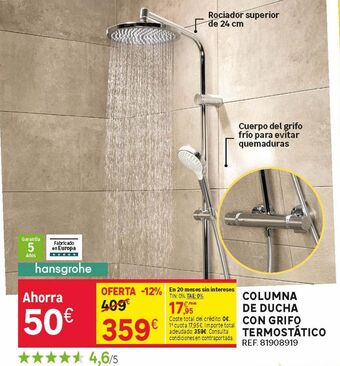 Leroy Merlin Columna de ducha con grifo termostático oferta