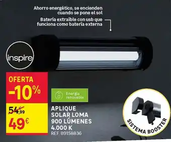 Leroy Merlin Aplique solar loma 900 lúmenes 4000 k oferta