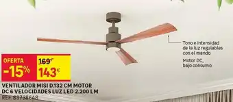 Leroy Merlin Ventilador misi d.132 cm morot dc 6 velocidades luz led 2200 lm oferta