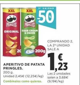 Supercor 2a unidad -50% aperitivo de patata pringles oferta