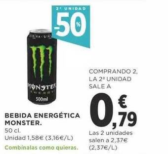 Supercor 2a unidad -50% bebida energética monster oferta