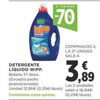Supercor 2a unidad -70% detergente liquido wipp oferta