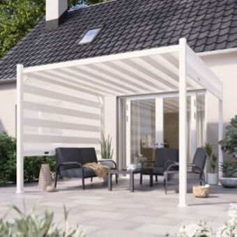 Pérgola con techo corredizo y paredes 3 x 3 m mattecio