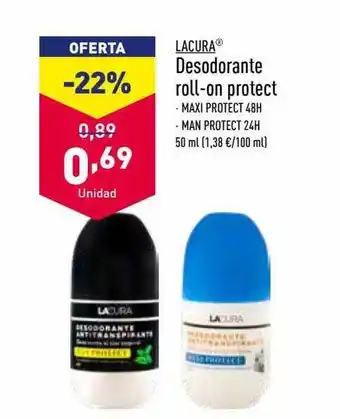 ALDI Lacura desodorante roll on protect oferta