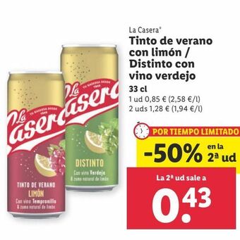 Lidl Tinto de verano la casera oferta