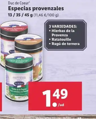 Lidl Especias duc de coeur oferta