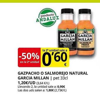 Supermercados MAS Gazpacho o salmorejo natural garcia millan oferta