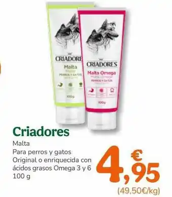 TiendAnimal Criadores malta para perros y gatos original o enriquecida con ácidos grasos omega oferta