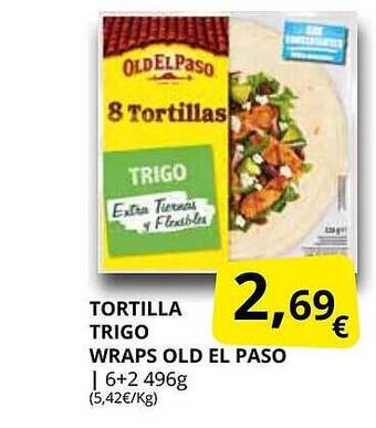 Supermercados MAS Tortilla trigo wraps old el paso oferta