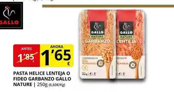Supermercados MAS Pasta helice lenteja o fideo garbanzo gallo nature oferta