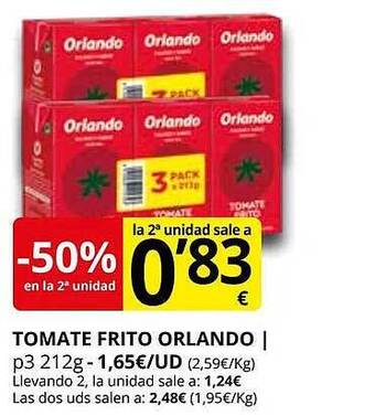 Supermercados MAS Tomate frito orlando oferta