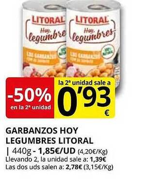 Supermercados MAS Garbanzos hoy legumbres litoral oferta