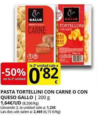 Supermercados MAS Pasta tortellini con carne o con queso gallo oferta