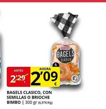 Supermercados MAS Bagels clasico, con semillas o brioche bimbo oferta
