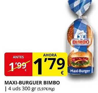 Supermercados MAS Maxi-burguer bimbo oferta