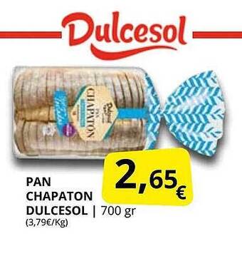Supermercados MAS Pan chapaton dulcesol oferta