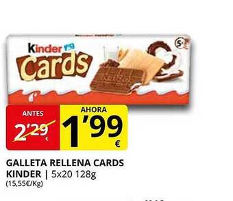 Supermercados MAS Galleta rellena cards kinder oferta