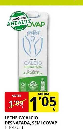 Supermercados MAS Leche c-calcio desnatada, semi covap oferta