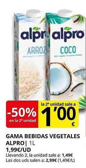 Supermercados MAS Gama bebidas vegetales alpro oferta