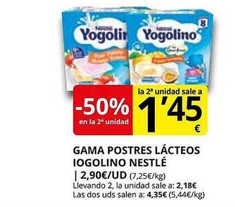 Supermercados MAS Gama postres lácteos iogolino nestlé oferta